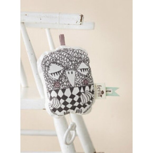 Ferm Living Musical Baby Mobile Toy Black & White Shirley Design Organic Cotton - Picture 4 of 9